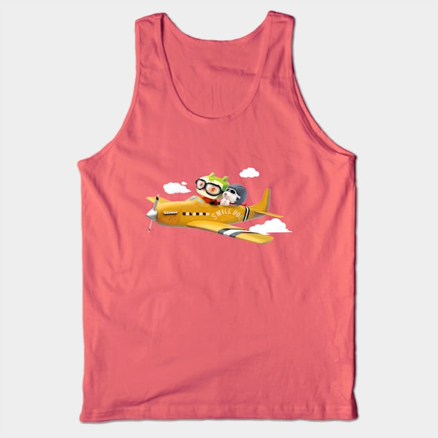 Little pilot and dog on a plane in the Sky Tank Top by zkozkohi